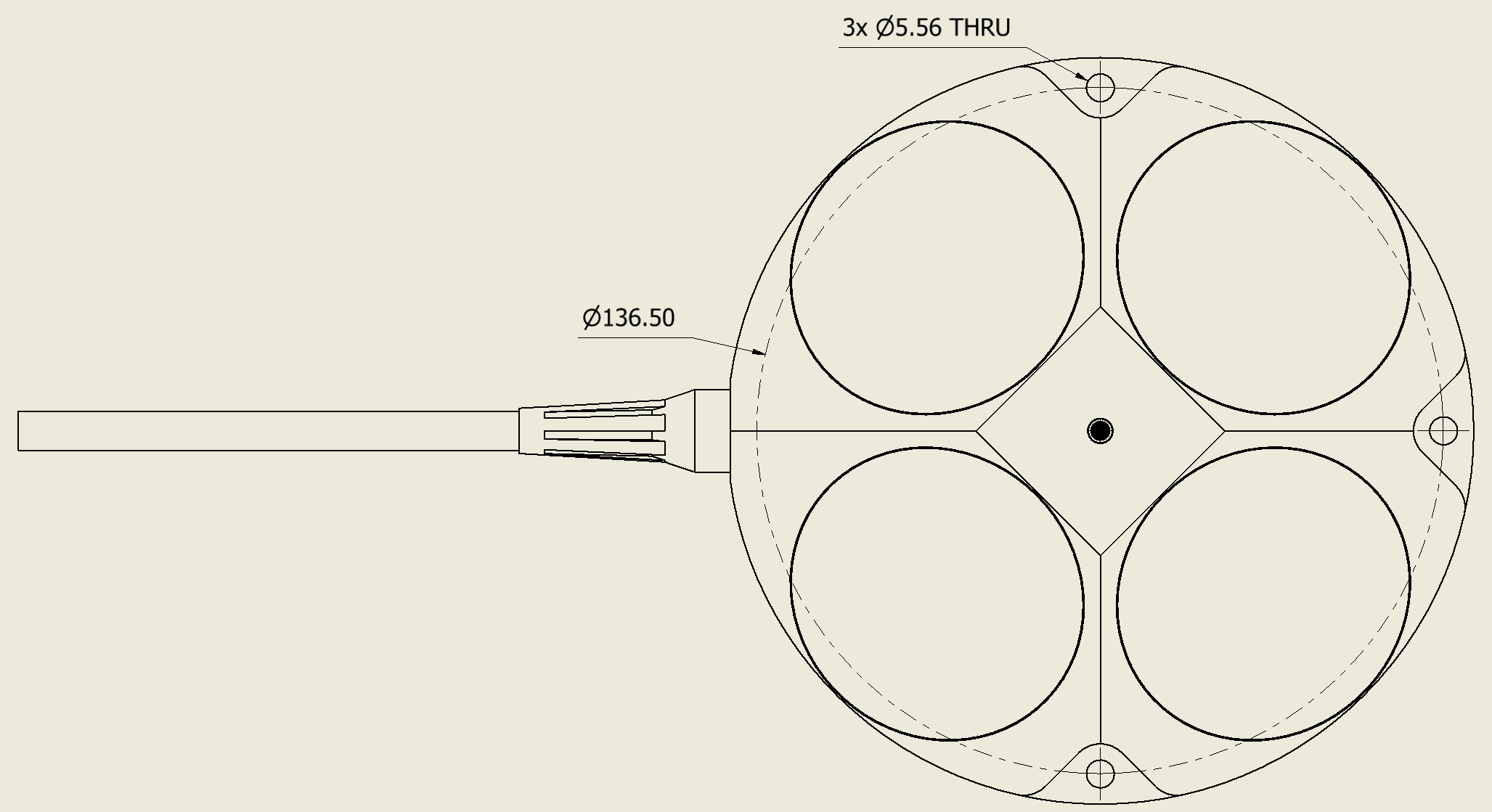 DVL A250 side cable entry mechanical drawing